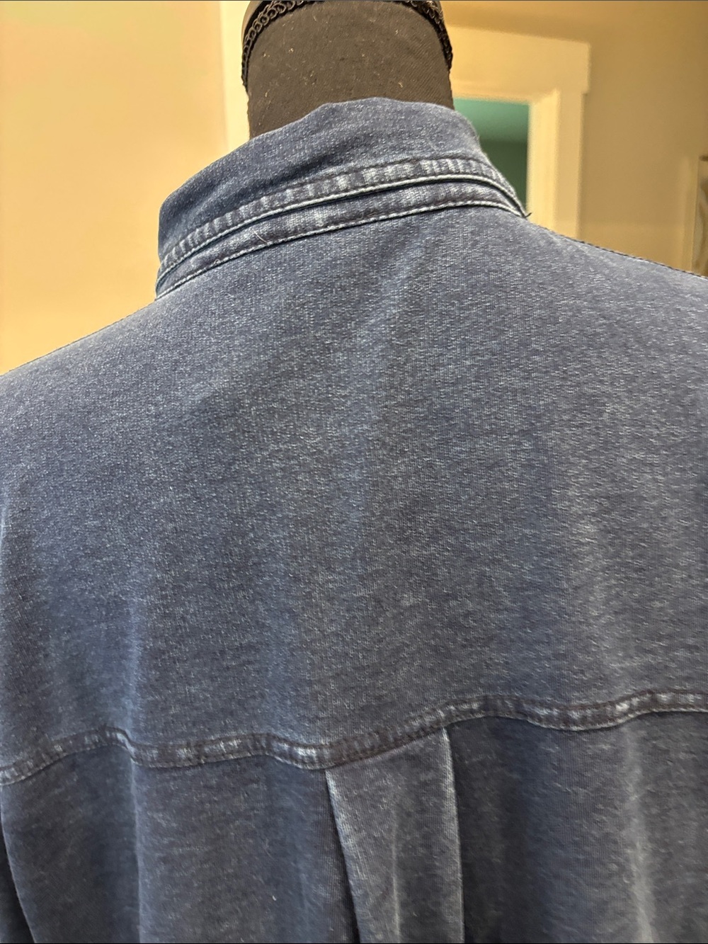 Blue Denim-Style Button Front Shirt Jacket - Picture 5 of 5